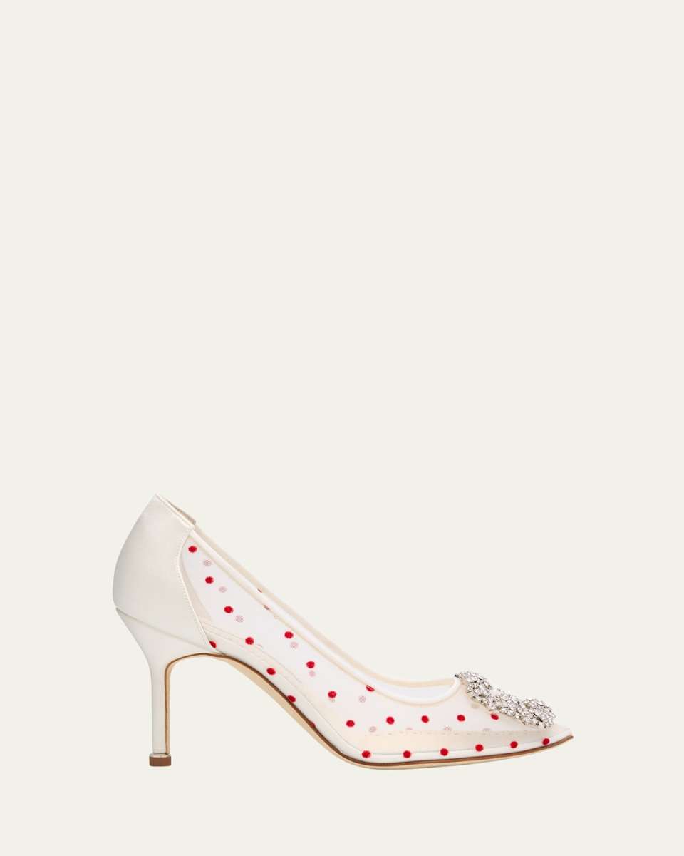 Hangisi Polka-Dot Mesh Pumps